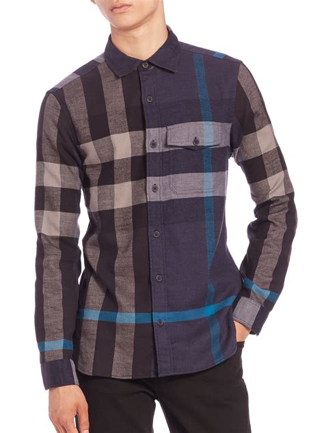 burberry brit mens dress shirt|burberry brit men's flannel melange.